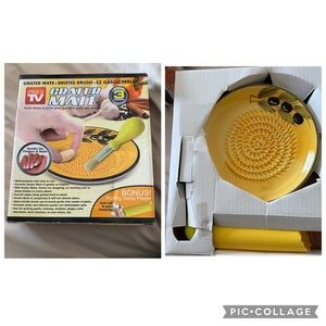 NEW As Seen On TV Yellow Olive Grater Mate Garlic/Cheese Peeler and Puree Set